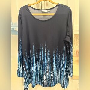 Susan Graver Navy & Blue Long Sleeve Top